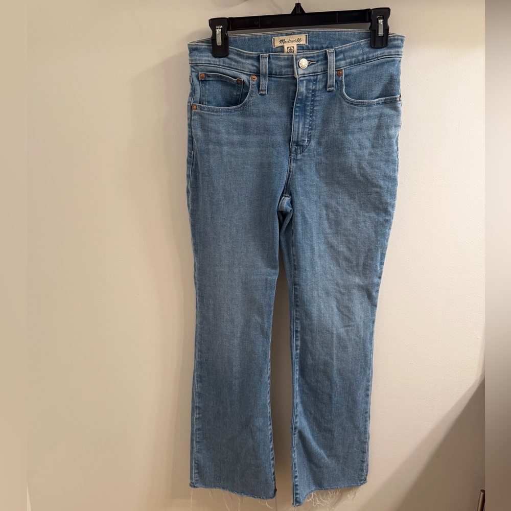 Madewell Mid Rise Kick Out Raw Hem Crop Jeans Size 27